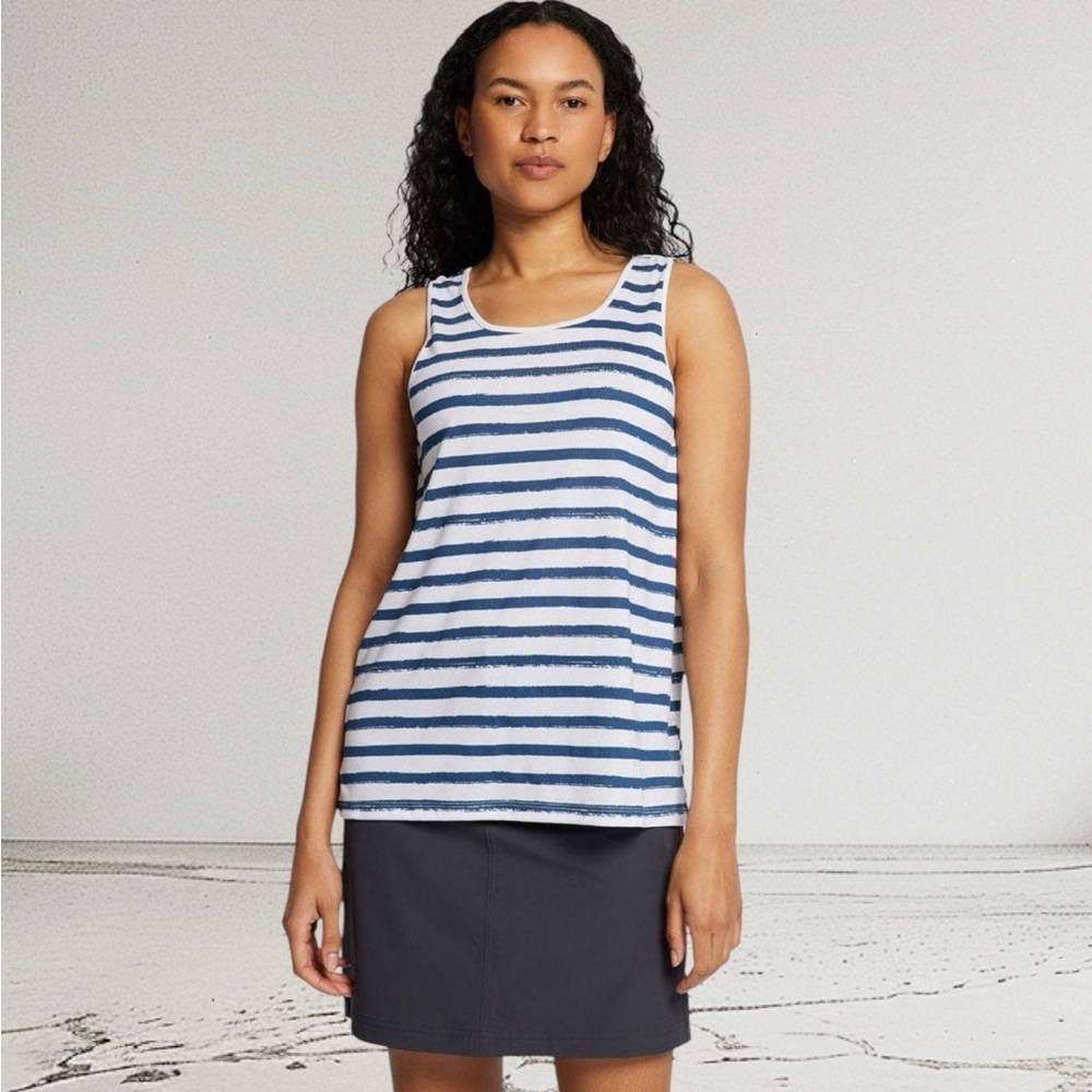 Borealis Olivine, Summer Striped Tank Top, Eco-Friendly, Small, Navy, White